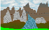 Bild der Felsspitzen (3k) und Verweis (36k)