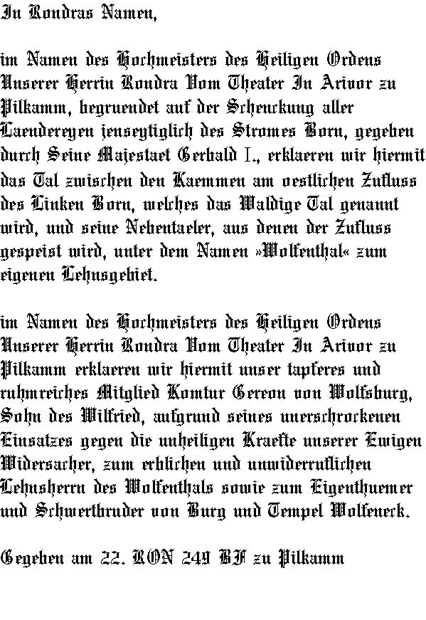 Abbild der Lehensurkunde